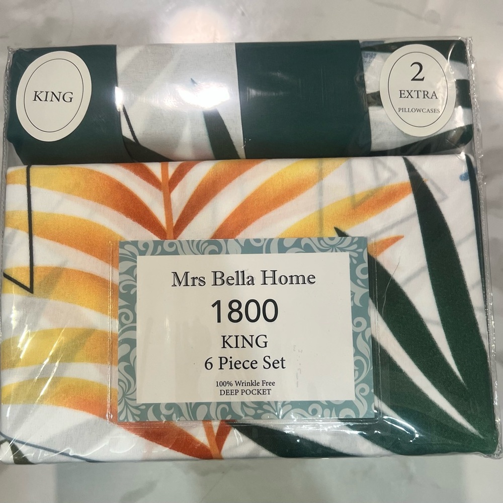 Tropical Green and Orange King Sheet Set
